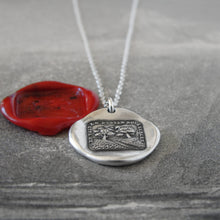 Load image into Gallery viewer, Silver Wax Seal Necklace - In Vain Destiny Separates Us - Antique Wax Seal Jewelry Trees - RQP Studio