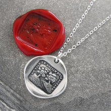 Load image into Gallery viewer, Silver Wax Seal Necklace - In Vain Destiny Separates Us - Antique Wax Seal Jewelry Trees - RQP Studio