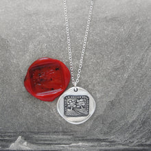 Load image into Gallery viewer, Silver Wax Seal Necklace - In Vain Destiny Separates Us - Antique Wax Seal Jewelry Trees - RQP Studio