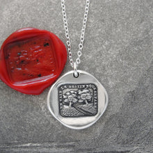 Load image into Gallery viewer, Silver Wax Seal Necklace - In Vain Destiny Separates Us - Antique Wax Seal Jewelry Trees - RQP Studio