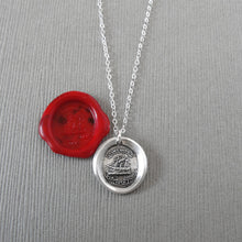 Load image into Gallery viewer, Unbroken Hope - Wax Seal Necklace With Ship In Distress - Antique Silver Wax Seal Jewelry Courage Motto