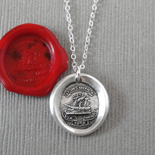 Load image into Gallery viewer, Unbroken Hope - Wax Seal Necklace With Ship In Distress - Antique Silver Wax Seal Jewelry Courage Motto