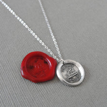 Load image into Gallery viewer, Unbroken Hope - Wax Seal Necklace With Ship In Distress - Antique Silver Wax Seal Jewelry Courage Motto