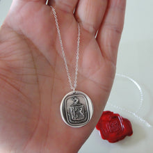 Load image into Gallery viewer, Think For Yourself - Silver Unicorn Wax Seal Necklace - Strength Bravery