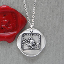Load image into Gallery viewer, Courage to Fight - Silver Wax Seal Necklace - Antique Warrior Jewelry Without Fear