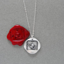 Load image into Gallery viewer, Courage to Fight - Silver Wax Seal Necklace - Antique Warrior Jewelry Without Fear