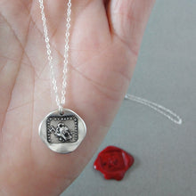 Load image into Gallery viewer, Courage to Fight - Silver Wax Seal Necklace - Antique Warrior Jewelry Without Fear