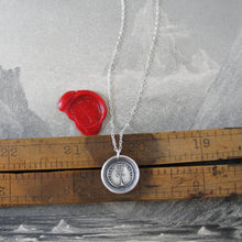 Load image into Gallery viewer, Silver Wax Seal Necklace Weathervane - Happy In All Winds Prepared For Anything - RQP Studio
