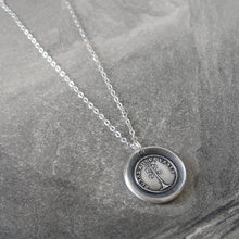 Load image into Gallery viewer, Silver Wax Seal Necklace Weathervane - Happy In All Winds Prepared For Anything - RQP Studio