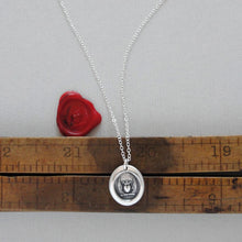 Load image into Gallery viewer, Winged Heart With Crown - Silver Wax Seal Necklace Love Symbol