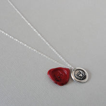Load image into Gallery viewer, Winged Heart With Crown - Silver Wax Seal Necklace Love Symbol