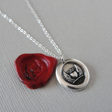 Load image into Gallery viewer, Winged Heart With Crown - Silver Wax Seal Necklace Love Symbol