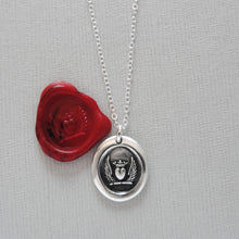 Load image into Gallery viewer, Winged Heart With Crown - Silver Wax Seal Necklace Love Symbol