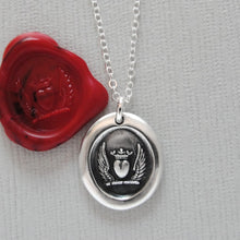 Load image into Gallery viewer, Winged Heart With Crown - Silver Wax Seal Necklace Love Symbol