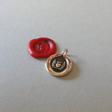 Load image into Gallery viewer, Winged Heart With Crown Wax Seal Charm - Love - Antique Wax Seal Jewelry In Bronze
