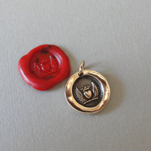 Load image into Gallery viewer, Winged Heart With Crown Wax Seal Charm - Love - Antique Wax Seal Jewelry In Bronze