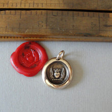 Load image into Gallery viewer, Winged Heart With Crown Wax Seal Charm - Love - Antique Wax Seal Jewelry In Bronze