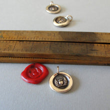 Load image into Gallery viewer, Winged Heart With Crown Wax Seal Charm - Love - Antique Wax Seal Jewelry In Bronze