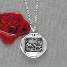 Load image into Gallery viewer, The Wolf And The Lamb - Silver Wax Seal Necklace Aesop Fable