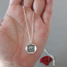 Load image into Gallery viewer, The Wolf And The Lamb - Silver Wax Seal Necklace Aesop Fable