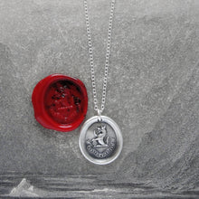 Load image into Gallery viewer, I Undertake And Persevere - Silver Wolf Wax Seal Necklace - RQP Studio