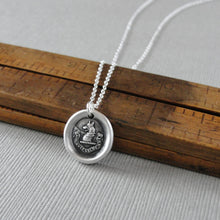 Load image into Gallery viewer, Wishes - Antique Silver Wax Seal Necklace Wolf Symbol - Courage Wax Seal Jewelry