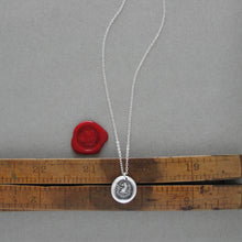 Load image into Gallery viewer, Wishes - Antique Silver Wax Seal Necklace Wolf Symbol - Courage Wax Seal Jewelry