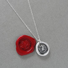 Load image into Gallery viewer, Wishes - Antique Silver Wax Seal Necklace Wolf Symbol - Courage Wax Seal Jewelry