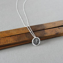 Load image into Gallery viewer, Wishes - Antique Silver Wax Seal Necklace Wolf Symbol - Courage Wax Seal Jewelry