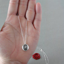 Load image into Gallery viewer, Wishes - Antique Silver Wax Seal Necklace Wolf Symbol - Courage Wax Seal Jewelry