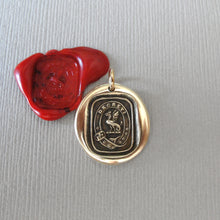 Load image into Gallery viewer, I Have Resolved - Wyvern Wax Seal Pendant - Antique Wax Seal Jewelry Latin Motto Protection Valor
