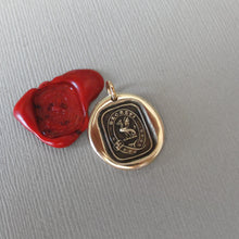 Load image into Gallery viewer, I Have Resolved - Wyvern Wax Seal Pendant - Antique Wax Seal Jewelry Latin Motto Protection Valor
