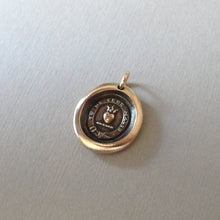 Load image into Gallery viewer, Yield Not To Misfortunes - Wax Seal Pendant With Flaming Heart - Antique Bronze Wax Seal Jewelry Don't Give Up