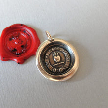 Load image into Gallery viewer, Yield Not To Misfortunes - Wax Seal Pendant With Flaming Heart - Antique Bronze Wax Seal Jewelry Don't Give Up