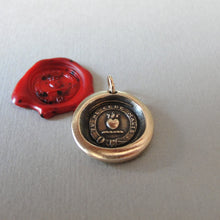 Load image into Gallery viewer, Yield Not To Misfortunes - Wax Seal Pendant With Flaming Heart - Antique Bronze Wax Seal Jewelry Don't Give Up