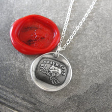 Load image into Gallery viewer, Silver Wax Seal Necklace - I Defy - Zeus Thunderbolt - RQP Studio