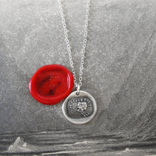 Load image into Gallery viewer, Silver Wax Seal Necklace - I Defy - Zeus Thunderbolt - RQP Studio