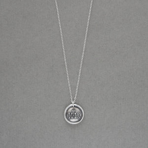 IHS Christogram Wax Seal Necklace - Antique Wax Seal Jewelry In Silver With Faith Cross