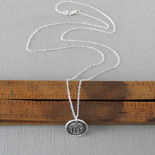 Load image into Gallery viewer, IHS Christogram Wax Seal Necklace - Antique Wax Seal Jewelry In Silver With Faith Cross
