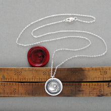 Load image into Gallery viewer, I Languish Far From You - Silver Wax Seal Necklace With Sun Flower Love Quote
