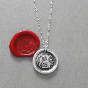 Wax Seal Necklace Gratitude - antique wax seal charm jewelry French Thank You flower motto - RQP Studio