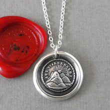 Load image into Gallery viewer, Wax Seal Necklace - Until We Meet Again - antique silver wax seal charm jewelry Setting Sun
