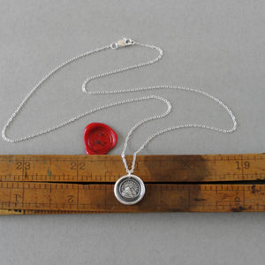 Wax Seal Necklace - Until We Meet Again - antique silver wax seal charm jewelry Setting Sun