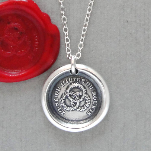 Silver Wax Seal Necklace - Wisdom Learning Bravery - Interlocking Garlands - RQP Studio