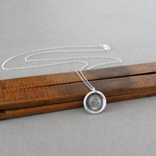Load image into Gallery viewer, Silver Wax Seal Necklace - Wisdom Learning Bravery - Interlocking Garlands - RQP Studio
