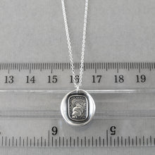 Load image into Gallery viewer, Silver Sun Wax Seal Necklace - Through Thickest Clouds I Find My Way motto
