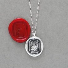 Load image into Gallery viewer, Silver Sun Wax Seal Necklace - Through Thickest Clouds I Find My Way motto
