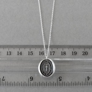 In This Sign You Shall Conquer Wax Seal Necklace In Silver - Antique Cross Wax Seal Jewelry