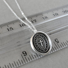 Load image into Gallery viewer, In This Sign You Shall Conquer Wax Seal Necklace In Silver - Antique Cross Wax Seal Jewelry
