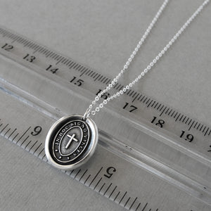 In This Sign You Shall Conquer Wax Seal Necklace In Silver - Antique Cross Wax Seal Jewelry